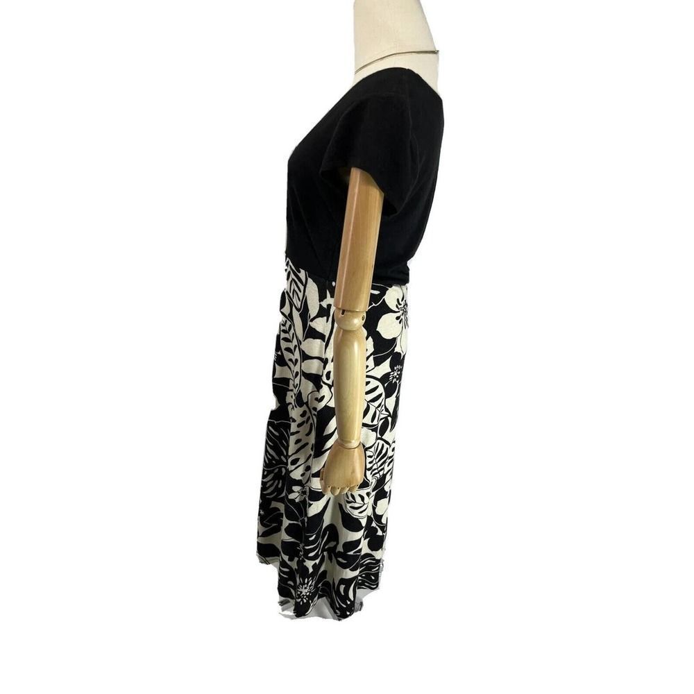 Tommy Bahama Womens Size Small Linen Blend Midi Dress Black Cream Tropical Print - Picture 2 of 12